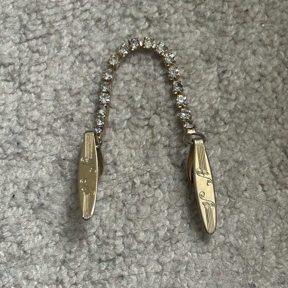 Vintage Jewelry - Vintage Gold Tone and Crystal Rhinestones Sweater Clip MCM